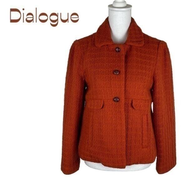 Dialogue Brick Orange Woven Wool Blend  Academia OfficeCore Coat NWOT Size XS - Picture 2 of 11